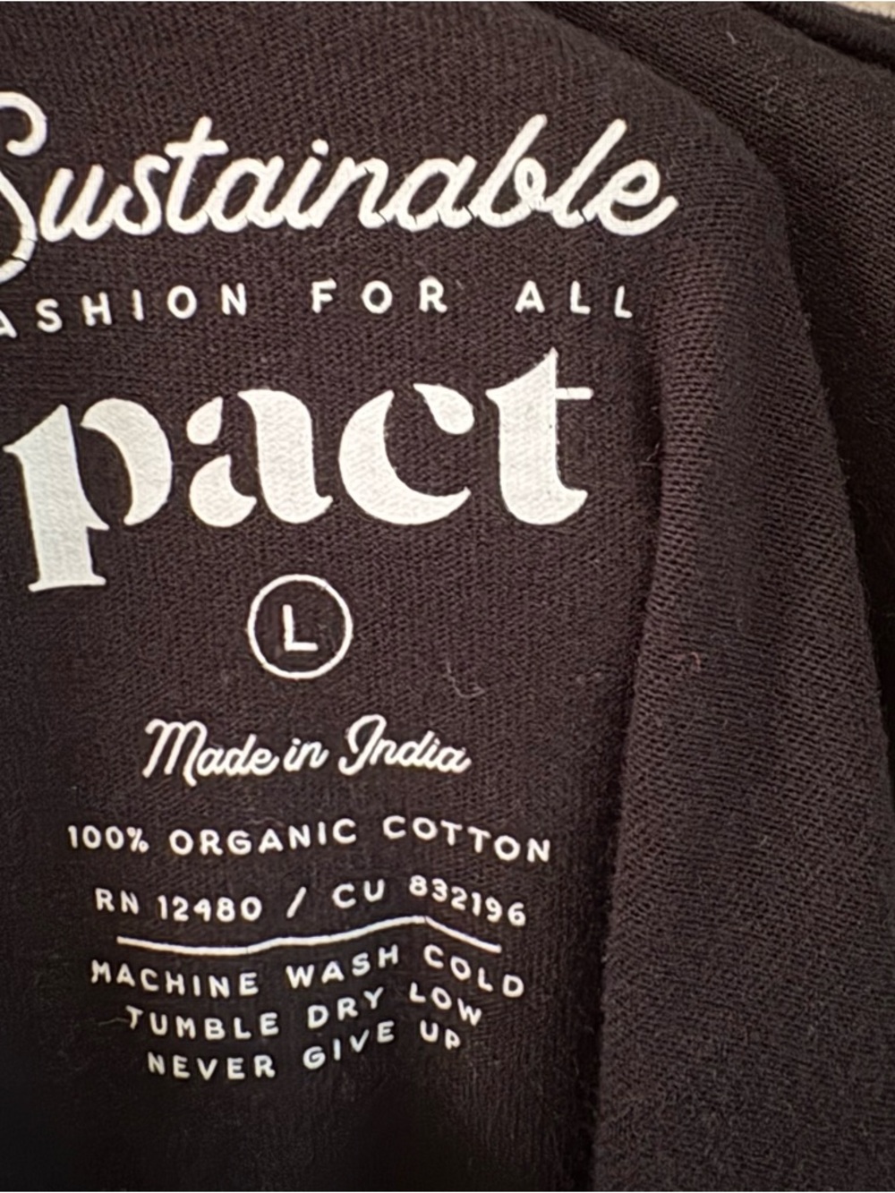 PACT Organic Cotton Black Tie Waist Romper Pockets Casual Minimalist - Size L - Picture 8 of 8